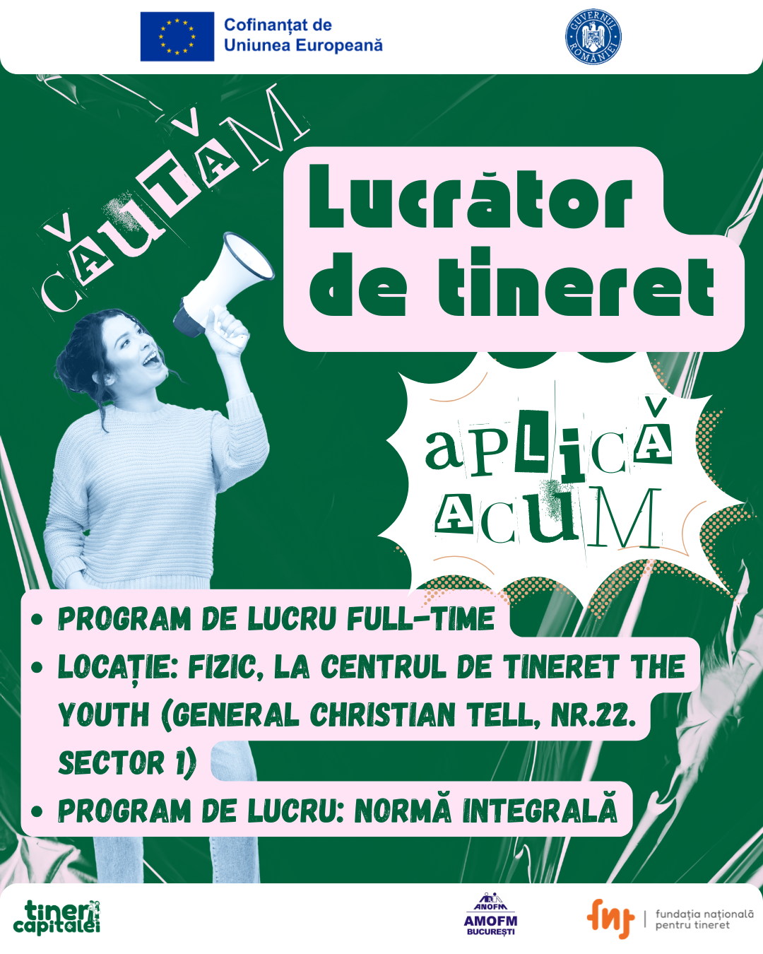 Ne mărim echipa! Suntem în căutarea unui lucrător de tineret!
